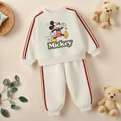 2026 Spring Cartoon Printed Children's Casual Sweatshirts Sets Boys O Neck Hoodies Long Pant Two Piece Suit Girls Tracksuit New