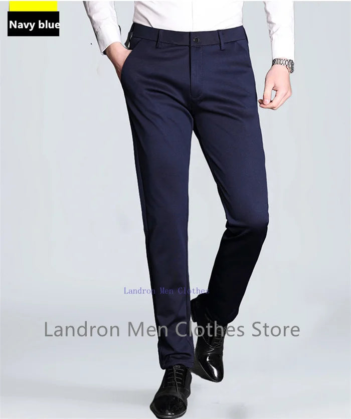 Formal Dress Suit Pants Tall Men 190CM Business Black Blue Plus Size 40 42 44 46 Extra Long Lengthened Straight Office Trousers