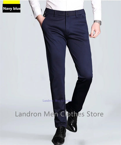 Formal Dress Suit Pants Tall Men 190CM Business Black Blue Plus Size 40 42 44 46 Extra Long Lengthened Straight Office Trousers