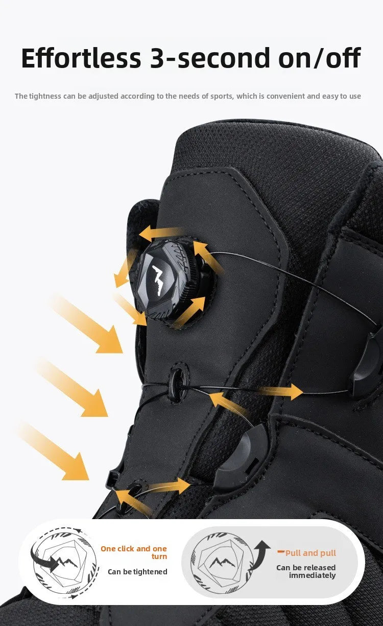 Mens Snow Boots Thickened Velvet Winter Boots Rotating Buckle Design Mid-calf Boots Plush Warm Cotton Shoes for Men Botas Hombre