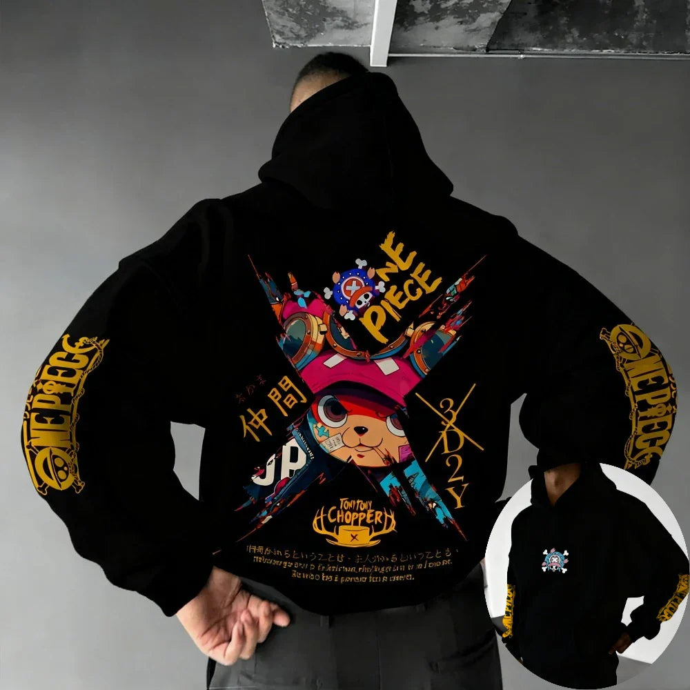 One Piece Men's Hoodie Sweatshirt Tony Tony Chopper Japan Anime Spring Autumn and Winter Boys Long-sleeved Parent-child Outfit