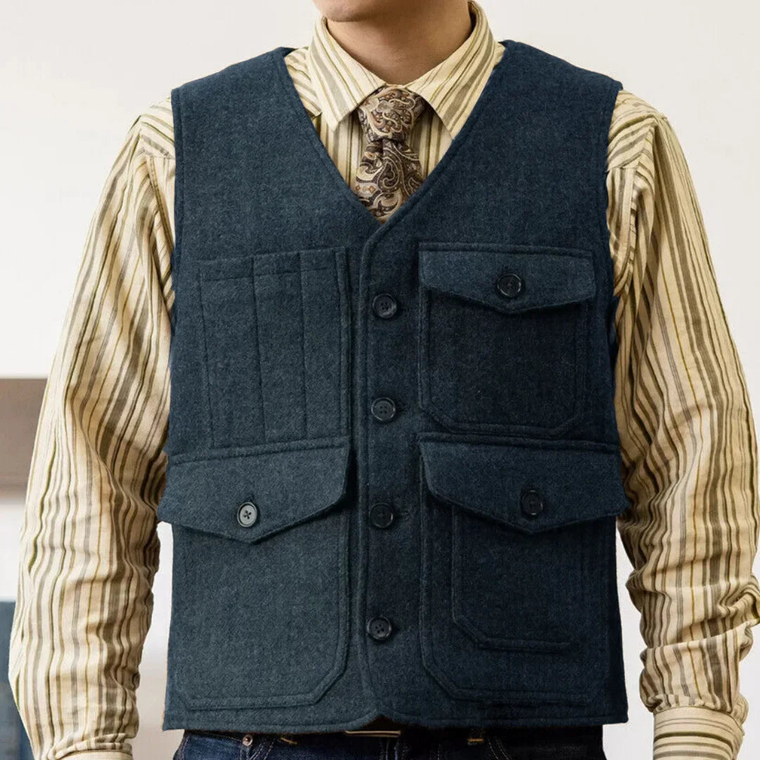 Men Vest Coffee Herringbone Single Button With Pocket Waistcoat For Wedding Banquet Business Work Office Daily Casual Men Vest