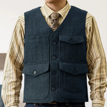 Men Vest Coffee Herringbone Single Button With Pocket Waistcoat For Wedding Banquet Business Work Office Daily Casual Men Vest
