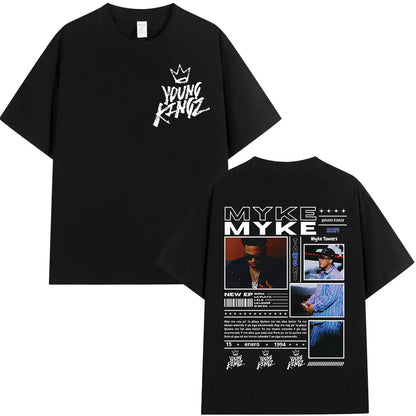 Rapper Myke Towers Graphic T-shirts Men Women Fashion Hip Hop Oversized T Shirt Comfort Cotton Short Sleeve T-shirt Streetwear