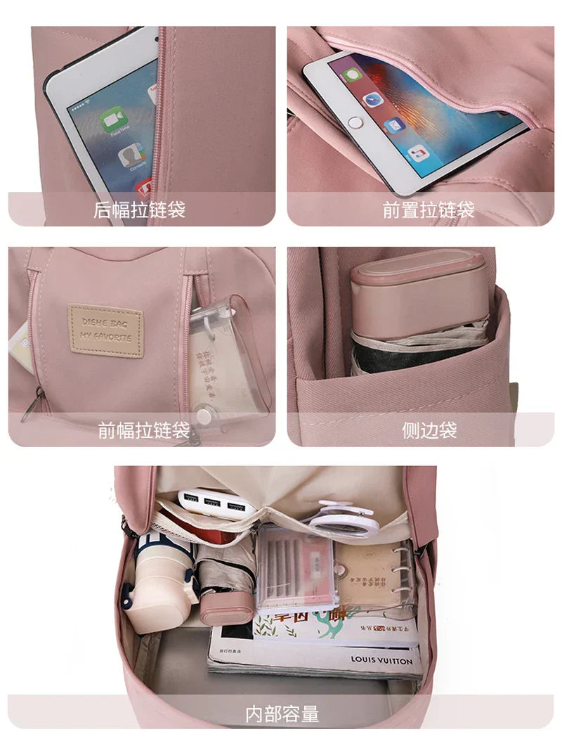 Solid Color Women Backpack High Quality Youth Waterproof Backpacks for Teenage Girls Female School Shoulder Bag Bagpack