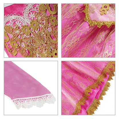 Girl Aurora Princess Dress Children Luxurious Cosplay Costume Rose Pink Briar Rose Outfit Kids Carnival Birthday Party Clothing