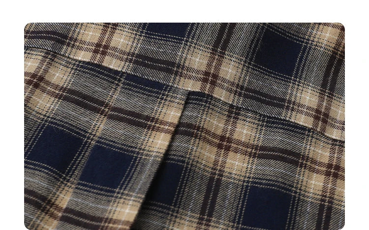 Women Shirts Loose Casual New Sanding Plaid Shirt Long Sleeve Medium Long Length Blouses Female Tops Spring Autumn 2025