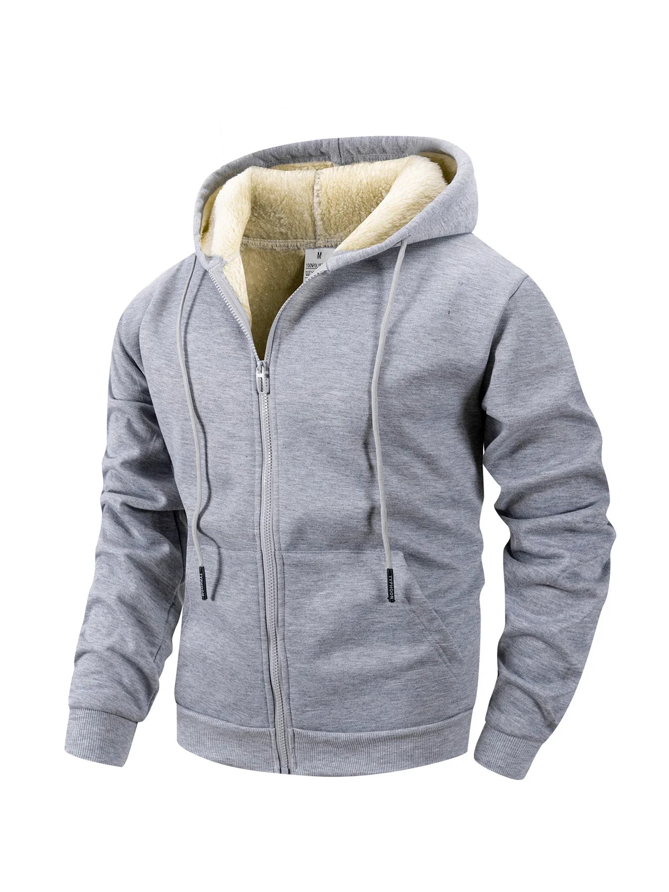 Winter Thick Fleece Zipper Hoodies Thicken Warm Jackets Long Sleeve Sweatshirts Casual Sports Fleece Black Coats Hooded Men Coat