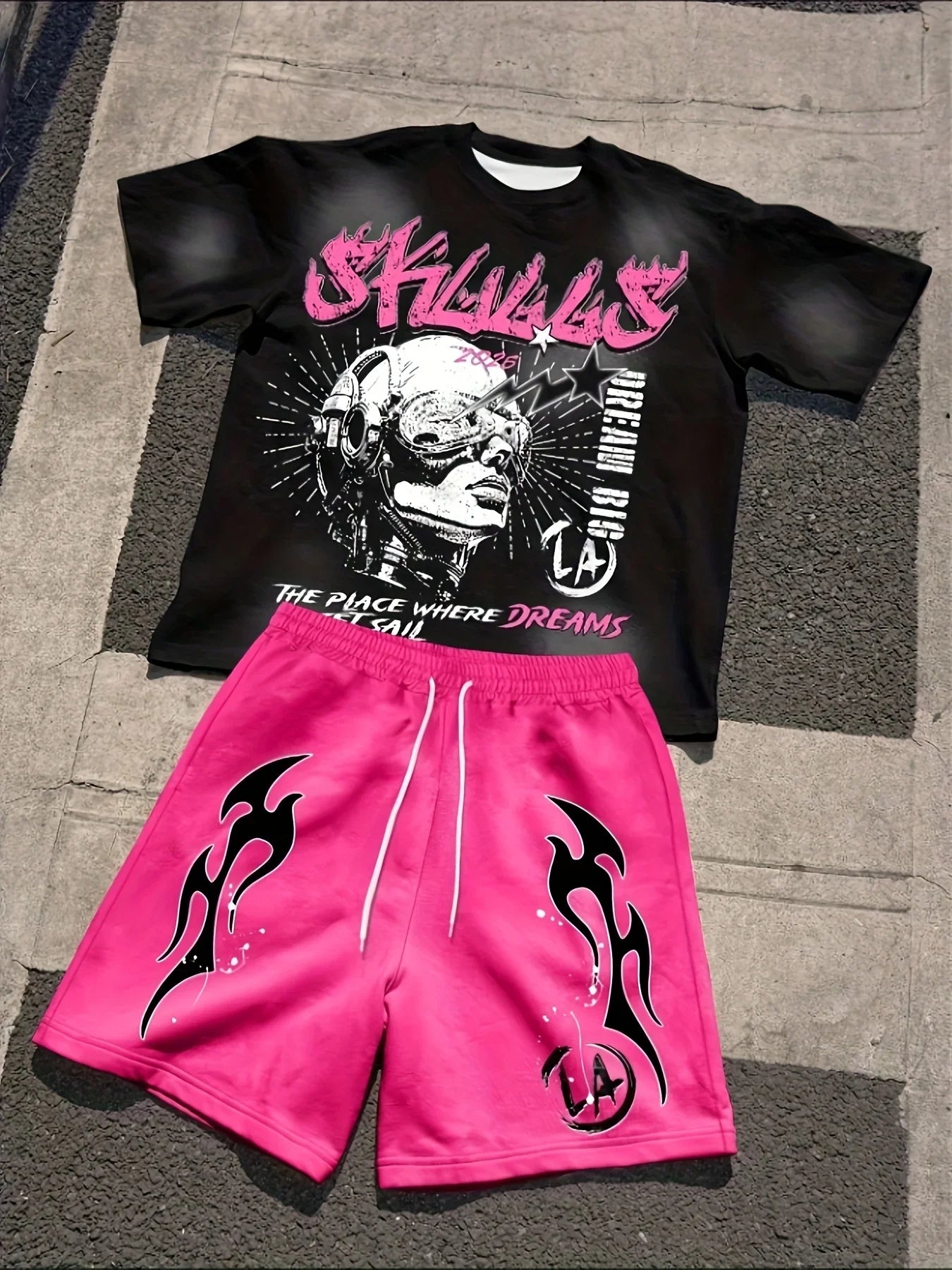 2025 Summer New Street casual Fashion Hip-hop Youthful Vitality 3D printed Breathable lightweight Youth Set