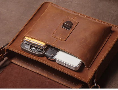 Luxury Brand Genuine Leather Shoulder Bag Men Crazy Horse Cowhide Messenger Bag Women Retro Crossbody Bag Trend Satchel Bag