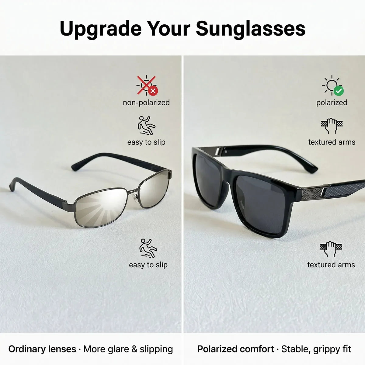 Polarized Square Sunglasses For Men Luxury Square Vintage Retro Fashion Glasses  Gafas De Sol Hombre Polarizadas Alta Calidad