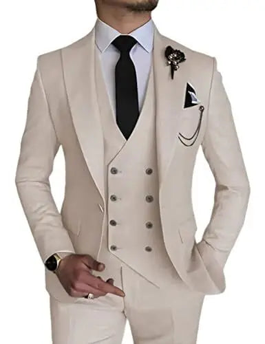 Dark Blue Slim Fit 3 Piece Wedding Suits for Men Best Man Groom Tuxedos Smart Casual Prom Party Business Costume Homme Male Set