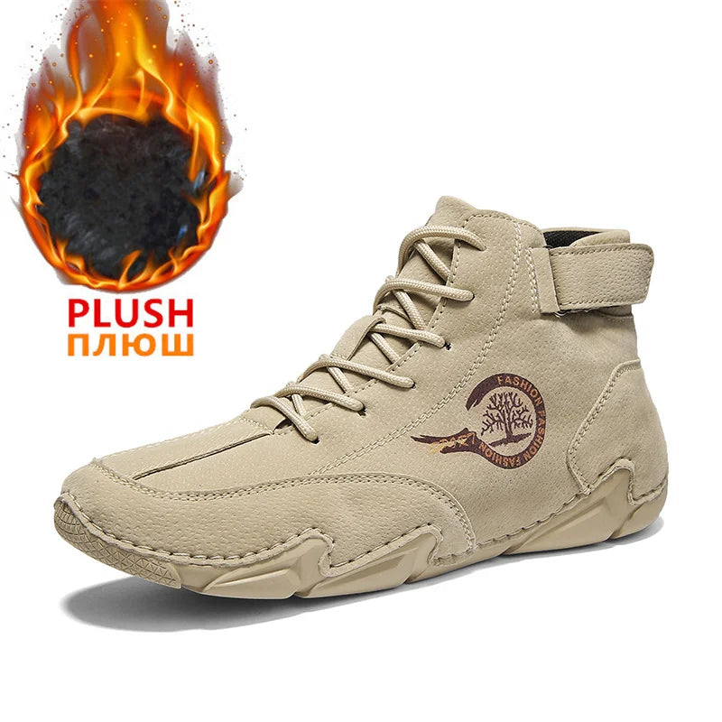 Winter Men Boots Suede Leather With Fur Ankle Boots Men Leisure Boots Keep Warm Western Boots Men Casual Sneakers Bota Masculina