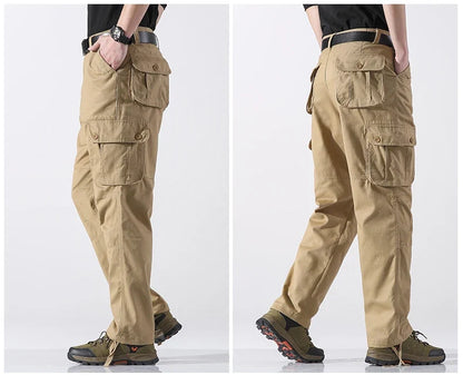 Male Cargo Pants Tactical Cotton Overalls Outdoor Utility Work Trousers Relaxed Fit Big Size Hombre Clothing