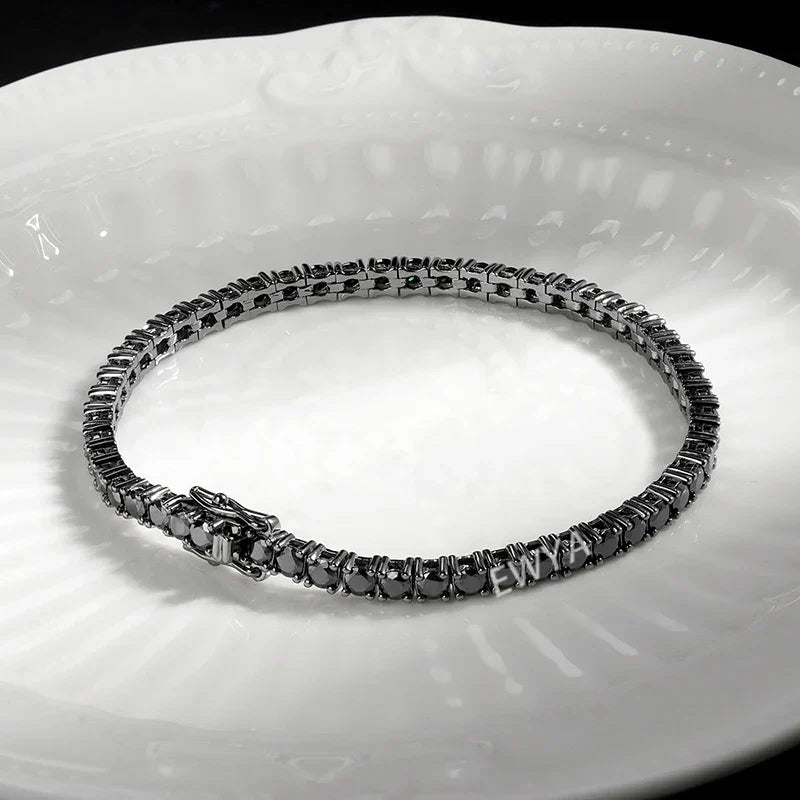 GRA Certified Full 3/4/5/6.5MM Black Moissanite Tennis Bracelet for Men Women S925 Silver Plated 18K Black Gold Bracelets