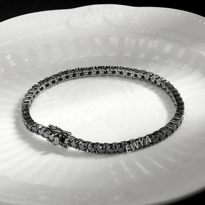 GRA Certified Full 3/4/5/6.5MM Black Moissanite Tennis Bracelet for Men Women S925 Silver Plated 18K Black Gold Bracelets