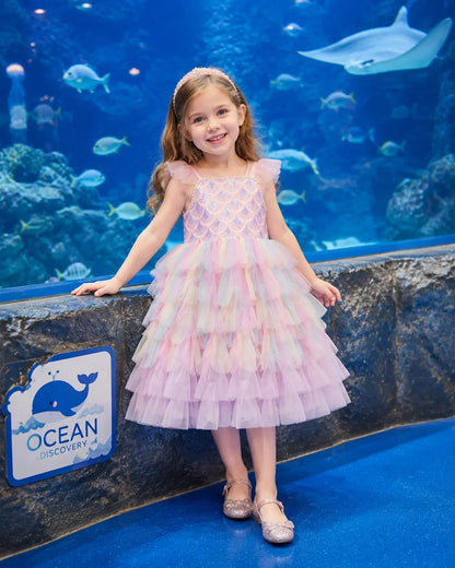 A Sweet and Lovely Girls' Mermaid Dress in Light Purple, Hot Sale Colorful Sparkling Sequin Party Outfit