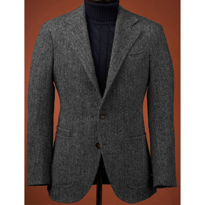 Herringbone Slim Fit Suit Jacket For Men's Single Breasted Business Blazer Casual Jacket Fashion Comfortable Elegant Mens