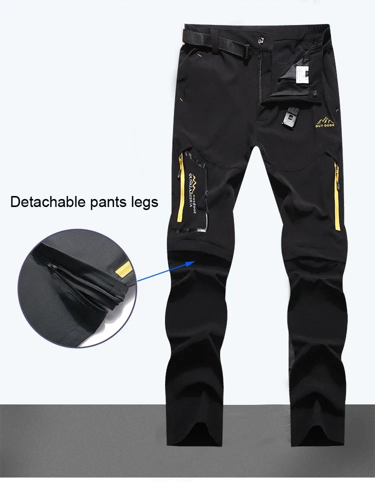 Men Summer UV-Proof Thin Pants SoftShell Outdoor Waterproof Camping Trekking Hiking Fishing Cycling Climbing Detachable Trousers