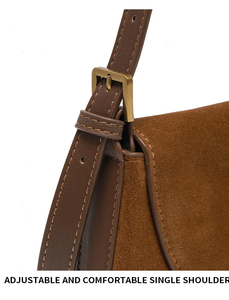 Autumn Winter women's Natural suede leather Crossbody Shell Bag Fashionable Shoulder Handbag Lady Luxury Designer saddle Bag