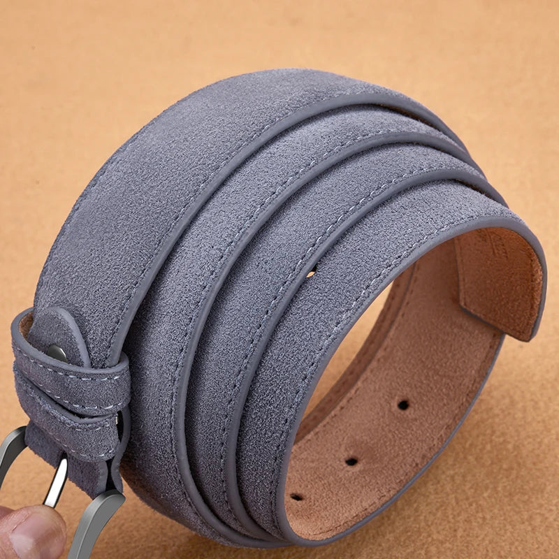 Luxury Suede Cowhide Leather Belt for women, Vintage Style Men belt  3.5cm Wide Waistband for Dresses & Jeans Unisex belt