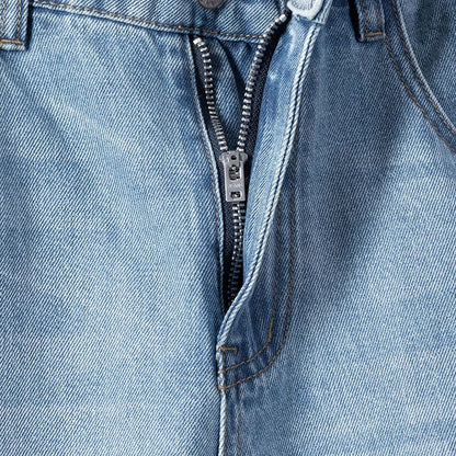 Summer Thin Ripped Jeans Mens Straight Breathable Washed Denim Trousers Casual Streetwear Harlen Ankle Length Pants Light Blue