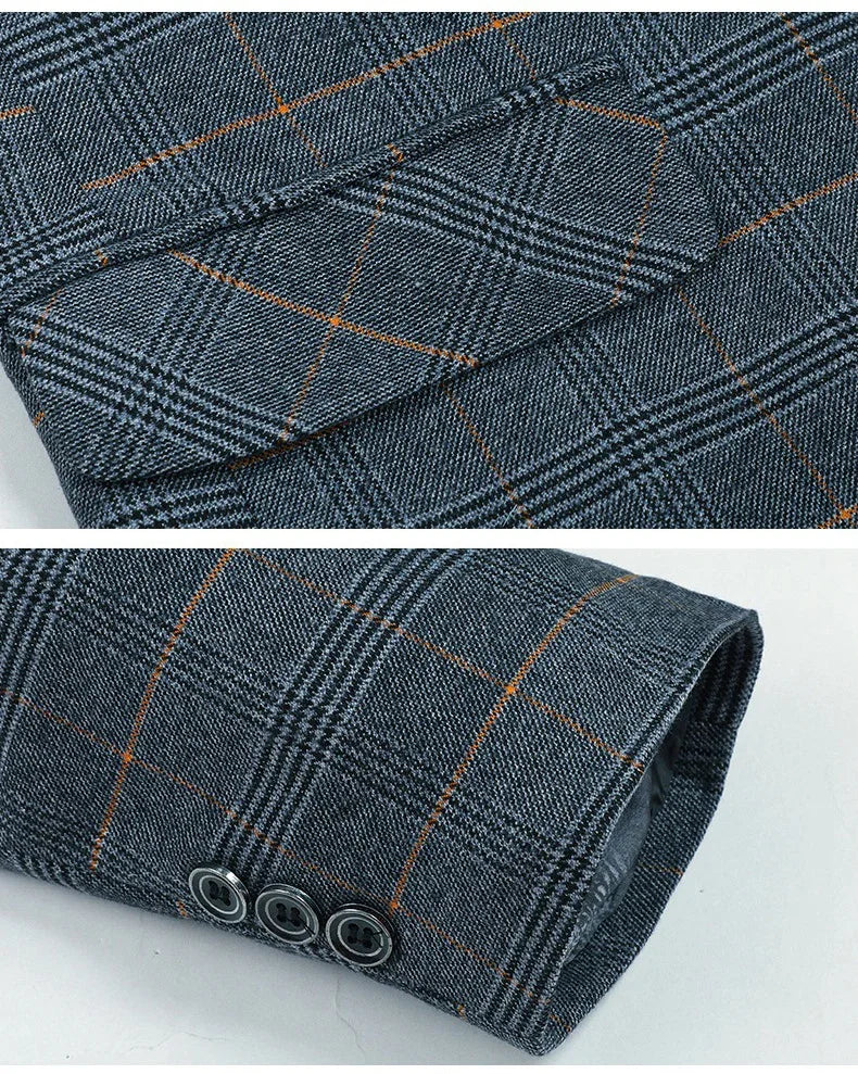 Brand 2026 Spring Stripe Suits Men 2 Button Autumn Business Elegant Man Jacket  Fashion New in Suits Blazers Men