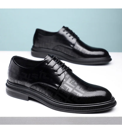 Spring Summer Increase Leather Shoes for Man Lace Designer Business Casual Shoes Male Fashion British Style Dress Shoe Man