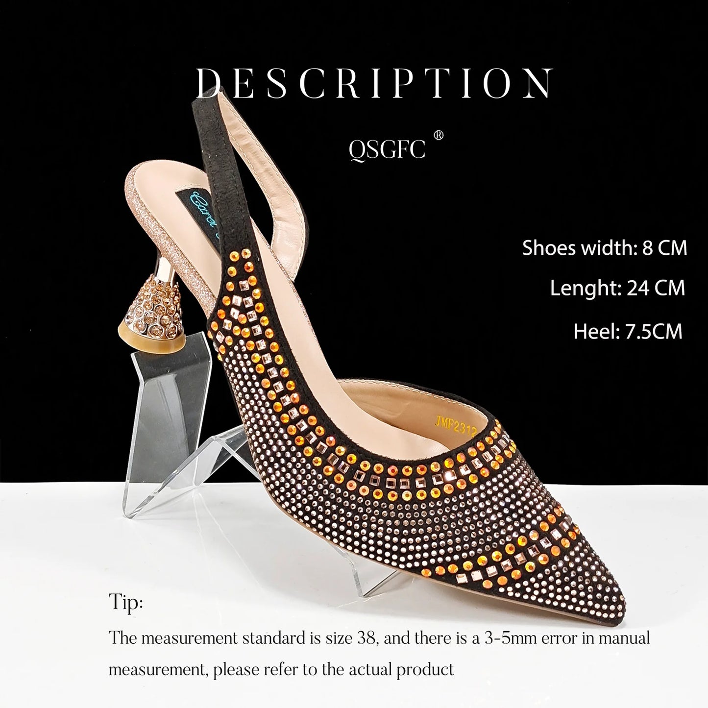 New Italian Pumps and Bag To Party 2024 INS Style Pointed-Toe Rhinestone Elegant High Heels Champagne Wedge for Women