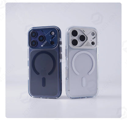 Luxury Transparent For Magsafe Magnetic Case For iPhone 17 Pro Max 17pro Technology Style Metal Lens Protection Clear Hard Cover