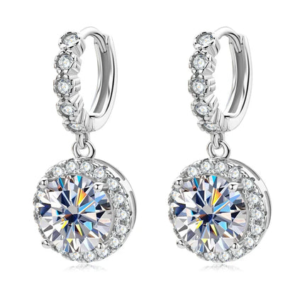 3Carat Moissanite Hoop Earrings With  Certificates Round Sunflower D Color Diamond Drop Earring 925 Silver Earring 2024 Trend