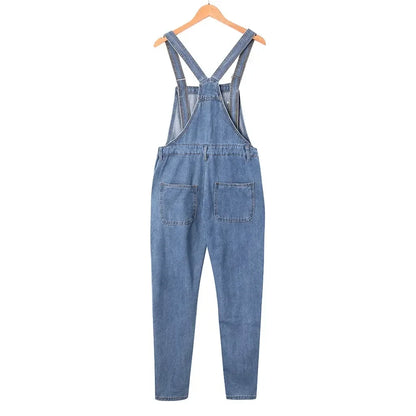 Men Pocket Jeans Overall Jumpsuit Streetwear Overall Suspender Pants Baggy Denim Harajuku Loose Pant Breathable Long Trousers