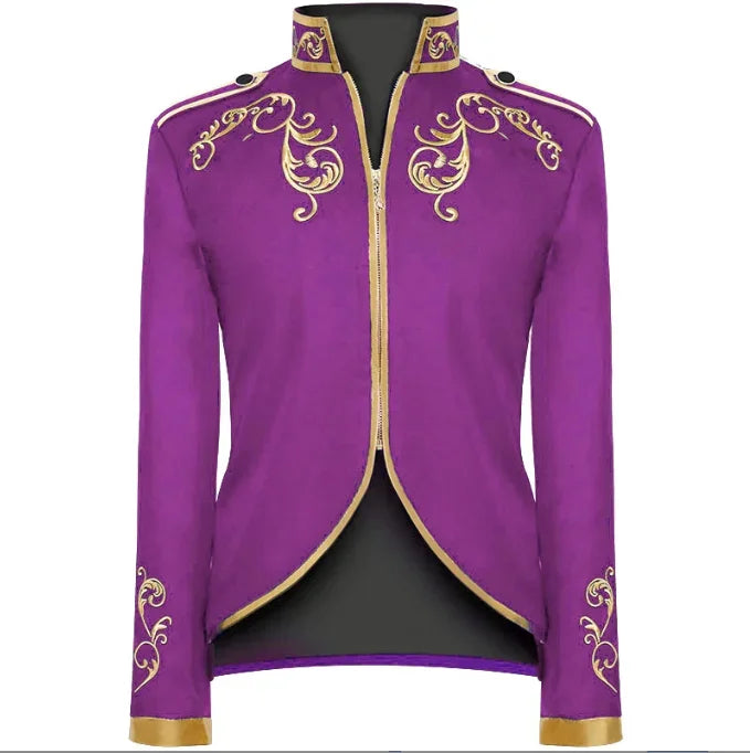 British Style Men Embroidered Flower Suit White / Blue / Red Male Wedding Dance Party Coat Singer Stage Performance Dress Blazer