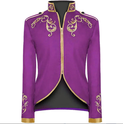 British Style Men Embroidered Flower Suit White / Blue / Red Male Wedding Dance Party Coat Singer Stage Performance Dress Blazer