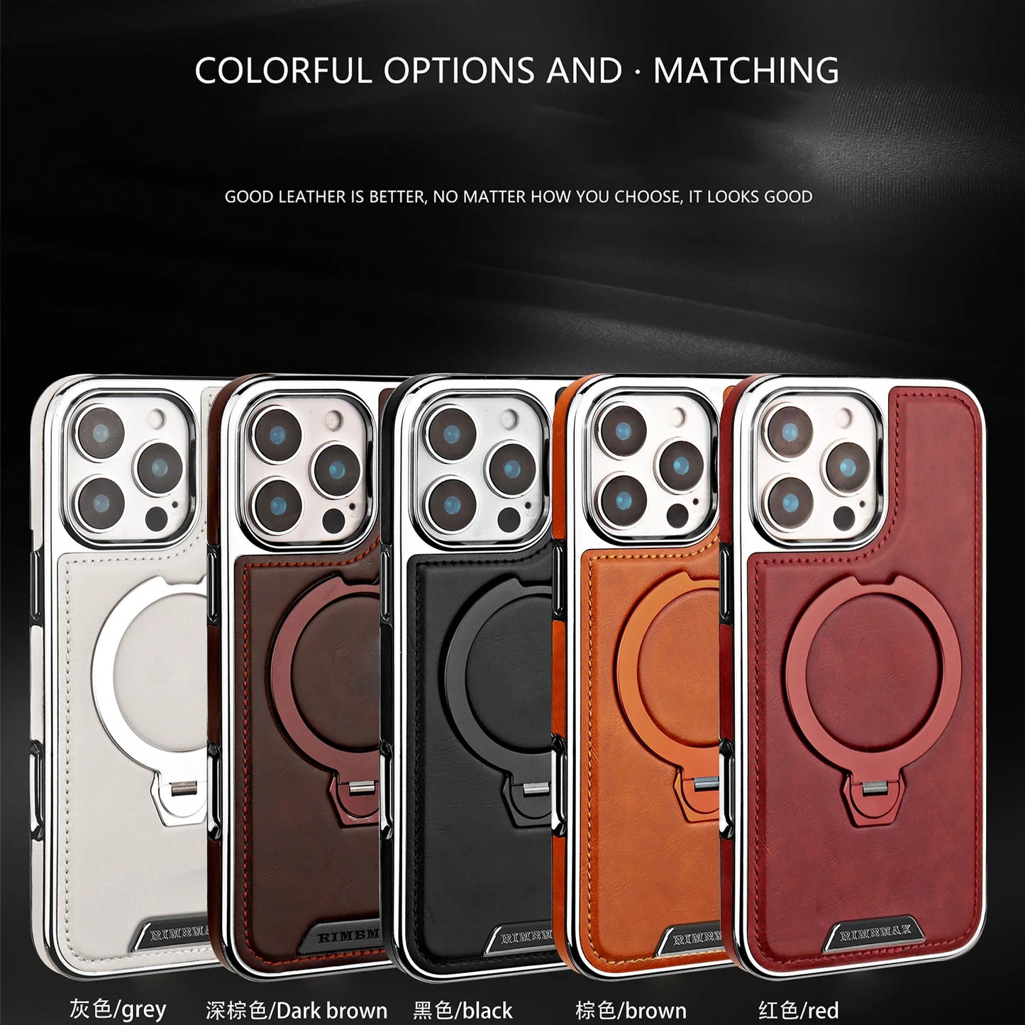 360 Rotating Bracket Luxury Magnetic Leather Phone Case For iPhone 16 17 Pro Max 15 14 13 12 Magsafe Wireless Charging Cover