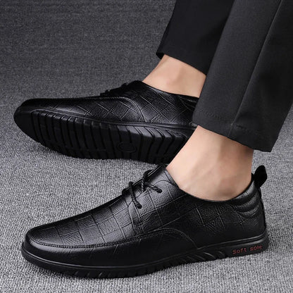 Male All-match Outdoor Flats Genuine Leather Men Casual Office Shoes Handmade Men Lace-Up Footwear 2024 New Mens Oxfords Shoes
