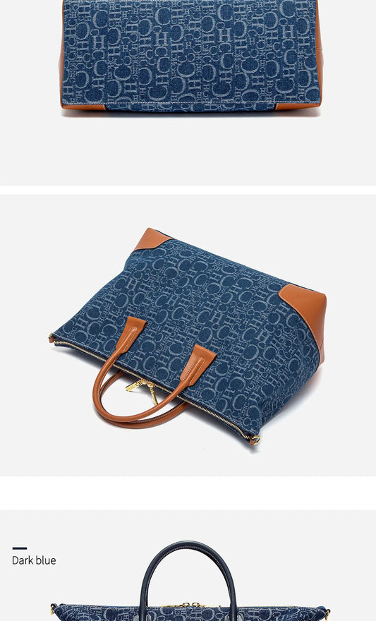 Women's Travel Bag 2025 New Cowboy Splicing Design Tote Bag Women's Large Capacity Crossbody Bag