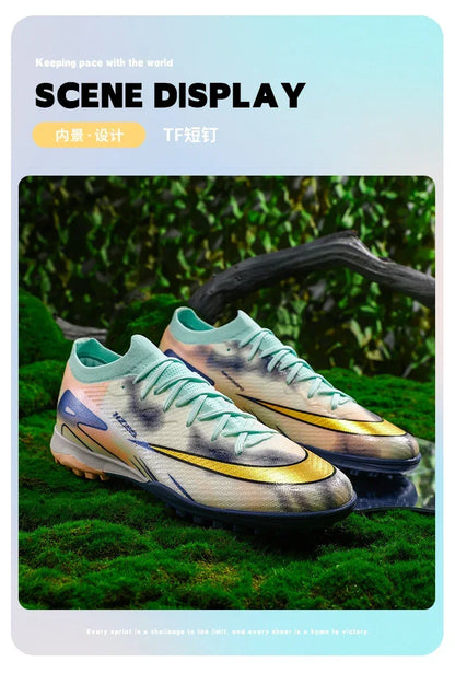 New Men Football Boots Match Indoor Breathable Ultralight Grass Cleats Soccer Shoes Long Spikes Sneakers Training Drop Shipping