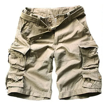 Summer Cargo Shorts Men Many Pocket Camouflage Half Trousers Short Casual Loose Camo Shorts Knee length With Belt Bermuda Male