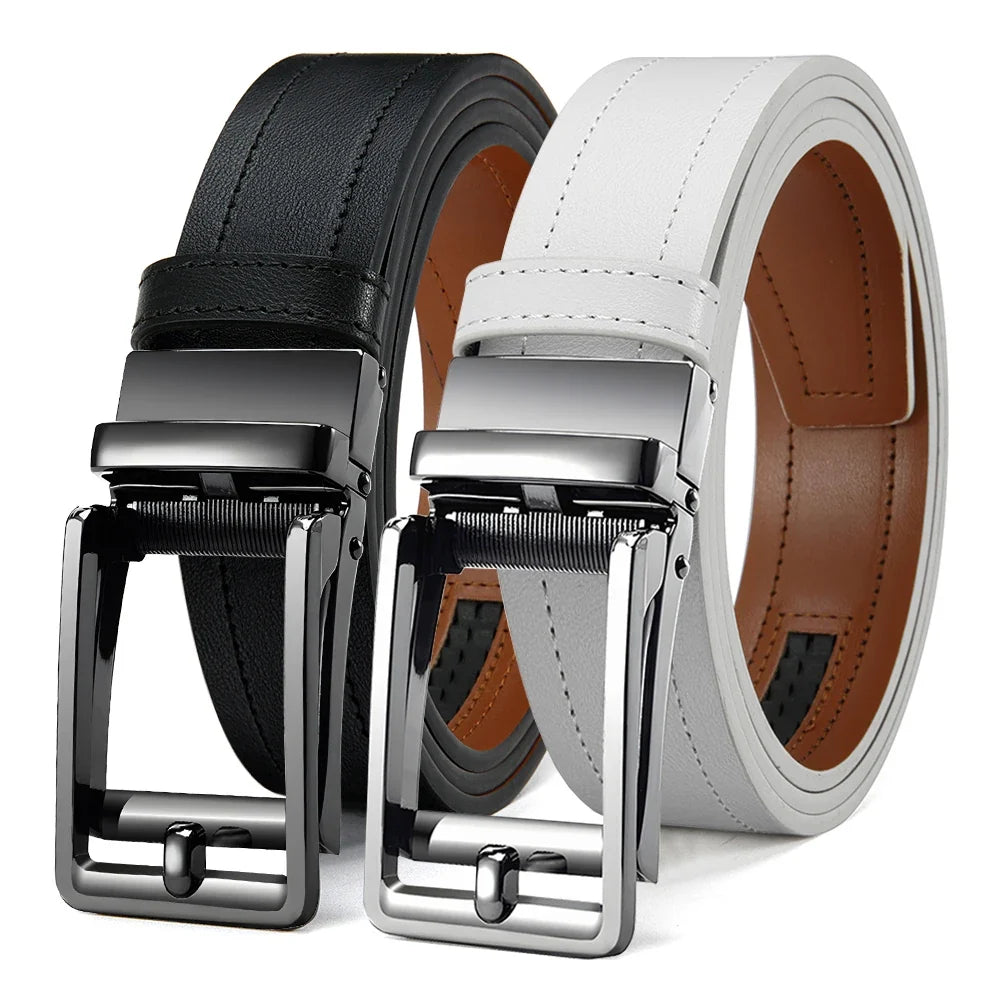 Men's Fashionable Leather Belt Men's High-quality Leather Belt Business Automatic Buckle Ratchet Belt Randomly Adjustable