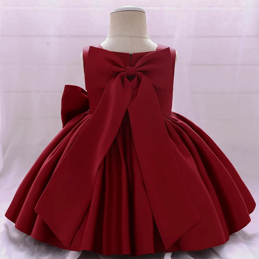 Big Bow Baby Girls Party Dress Toddler 1st Birthday Baptism Princess Kids Dresses for Girl White Wedding Prom Christmas Costumes