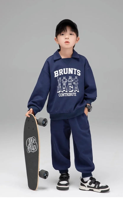 Spring Autumn Girls Boys Alphabet Workout Preppy Sweatshirt+Sweatpant School Kids Tracksuit Child 2PCS Outfit Jogger Set 3-14Yrs