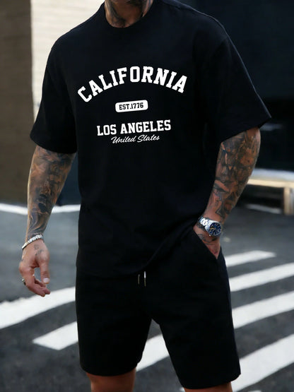 California Los Angeles Est 1776 Men T Shirts Retro Fashion Soft Short Sleeve Summer Comfortable T-Shirt Unisex Cotton Loose Top