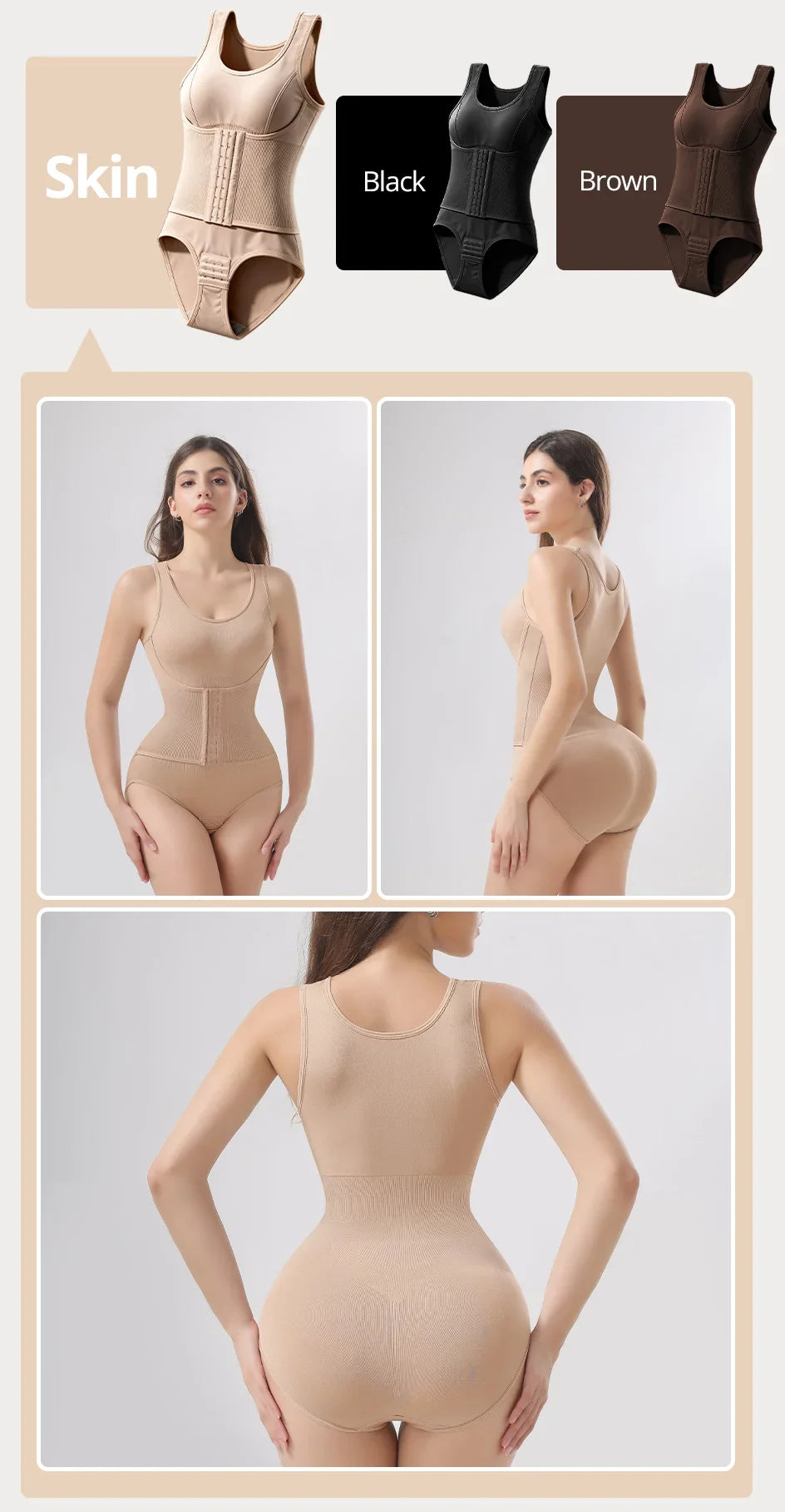 Woman Slim Bodysuit Shapewear with Zipper Belt Women Tummy Control Fajas Body Shaper Waist Trainer Slimming Cincher Corset Tops