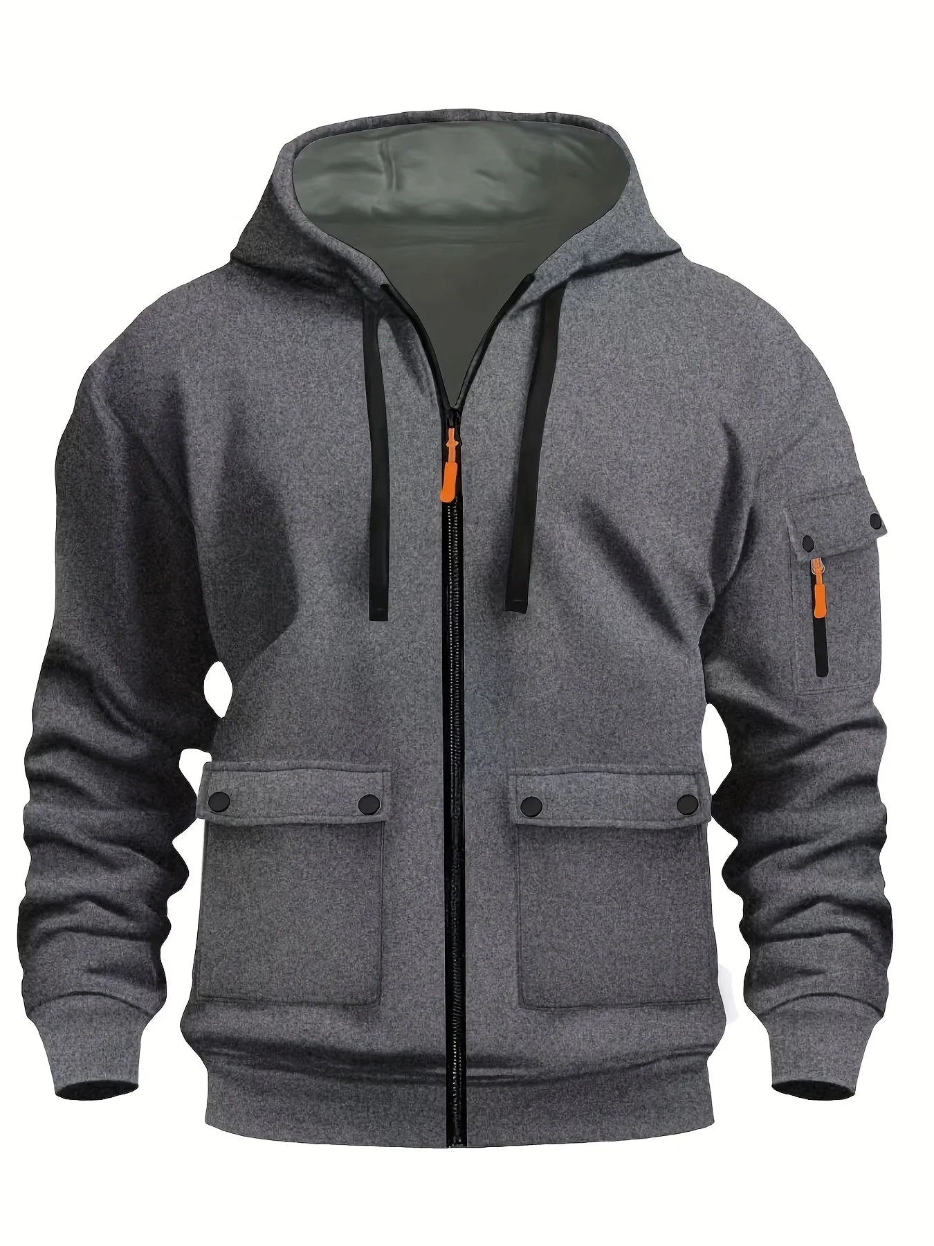 Zipper Hoodies 2025 Autumn Winter Men's New Long Sleeve Hooded Sweatshirt Fashion Pocket Decoration Male Fleece Outfit Sports