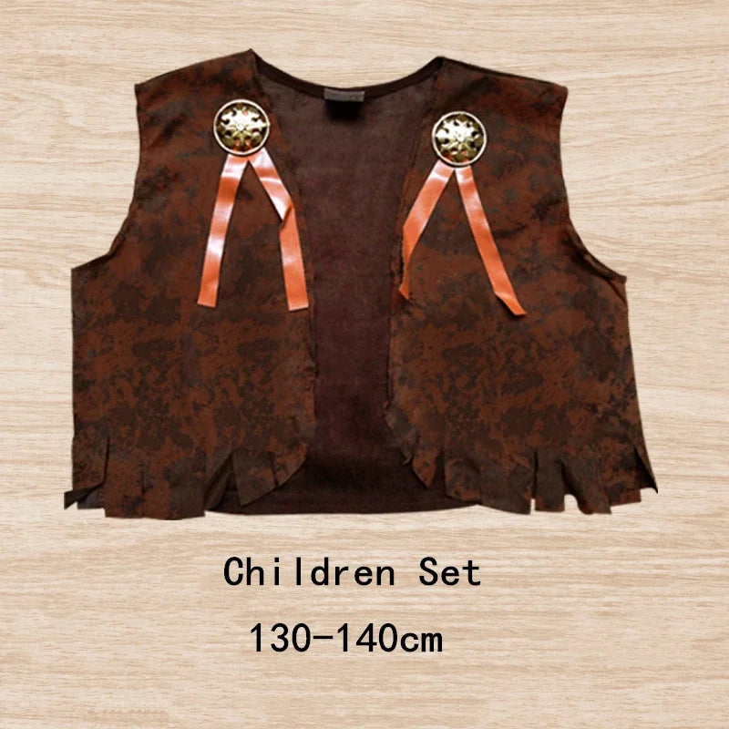 2024 Children Adult Cowboy Cosplay Costumes Halloween Party Masquerade Boy Woman Wild West Fancy Cowgirl Vest Cap Scarf Outfits