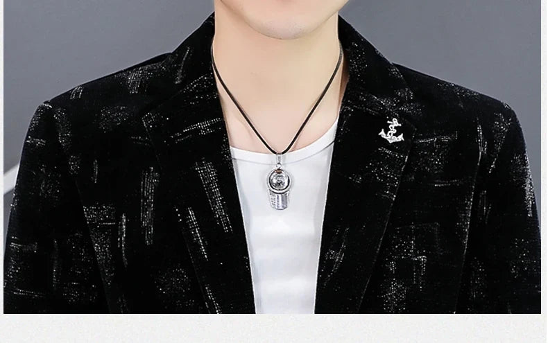 Blazer New Men's Fashion Business Corduroy Gentleman Fit Shopping Outdoor Performance Wedding Banquet Casual Blazer
