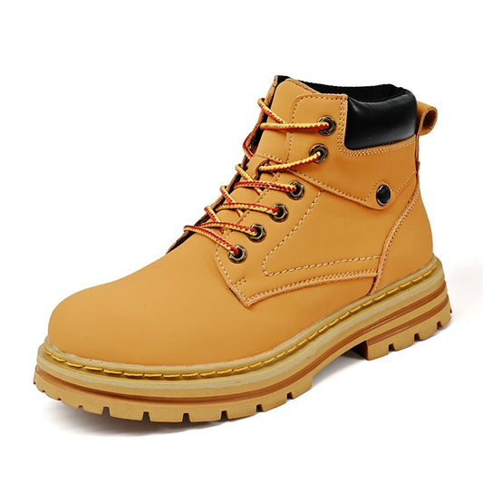 Handmade Outdoor Men Genuine Leather Boots Male Comfortable Business Party Casual Shoes Street Thick Sole Lace Up Shoes Big Size