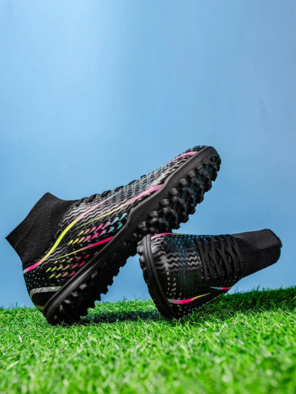 Wear Resistant TF Turf Soccer Boots PU Elastic Fabric Upper Rubber Stable Grip Sole Youth Boys Girls Football Shoes