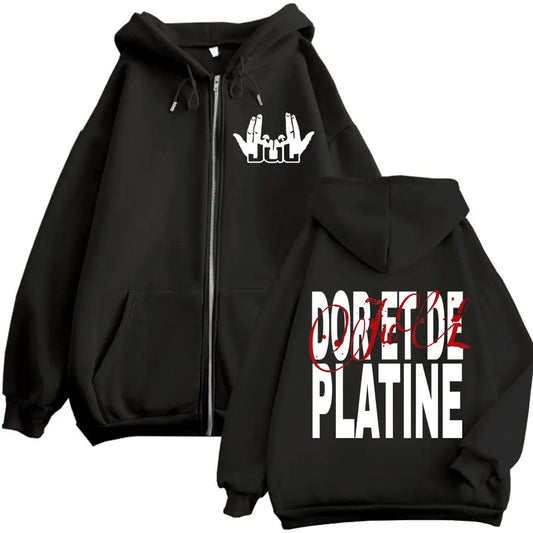 French Rapper JUL Double Sided Print Zipper Hoodie Men Women Clothing Hip Hop Zip Up Sweatshirts High Quality Fashion Pullovers